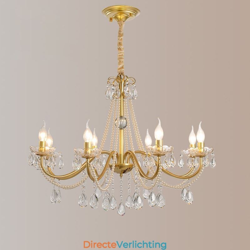 Amerikaanse kristallen hanglamp, landelijke stijl, creatieve ijzeren kunstplafondlamp