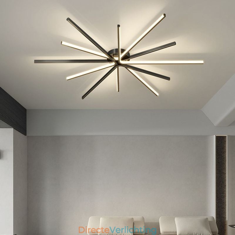 Moderne minimalistische plafondlamp met vuurwerkmotief