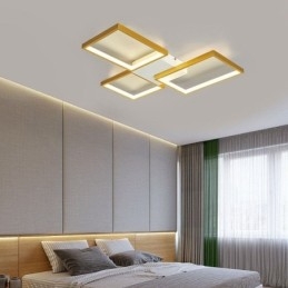 Inbouw minimalistische 3 vierkante plafondlamp traploos dimbaar met afstandsbediening 60W