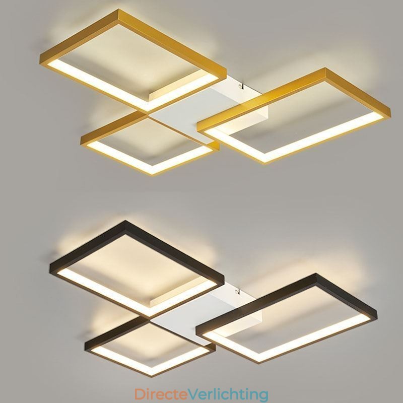 Inbouw minimalistische 3 vierkante plafondlamp traploos dimbaar met afstandsbediening 60W