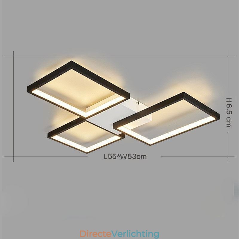 Inbouw minimalistische 3 vierkante plafondlamp traploos dimbaar met afstandsbediening 60W