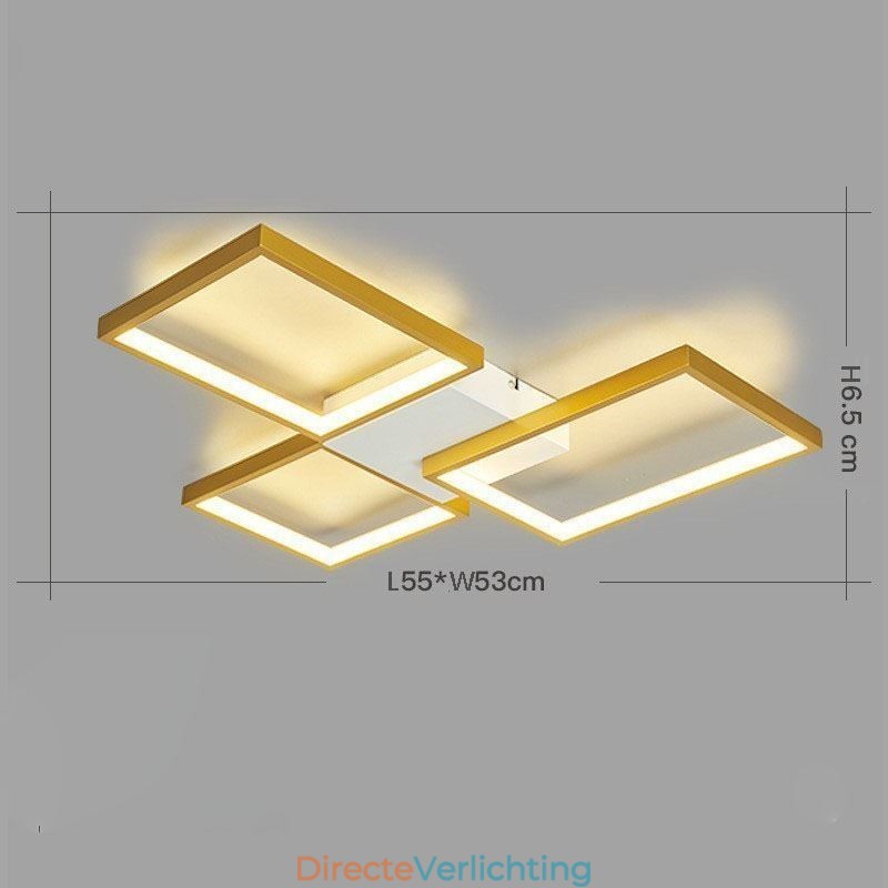 Inbouw minimalistische 3 vierkante plafondlamp traploos dimbaar met afstandsbediening 60W