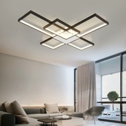 Minimalistische inbouwplafondlamp met vijf vierkante lampen, traploos dimbaar met afstandsbediening, 92W