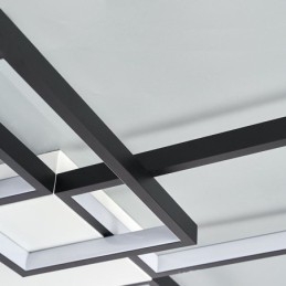 Minimalistische inbouwplafondlamp met vijf vierkante lampen, traploos dimbaar met afstandsbediening, 92W