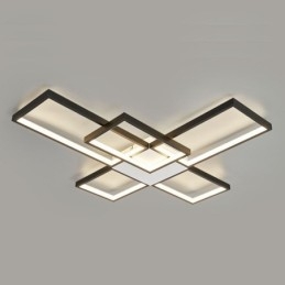 Minimalistische inbouwplafondlamp met vijf vierkante lampen, traploos dimbaar met afstandsbediening, 92W