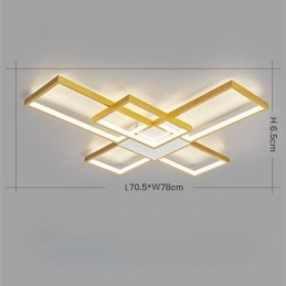 Minimalistische inbouwplafondlamp met vijf vierkante lampen, traploos dimbaar met afstandsbediening, 92W