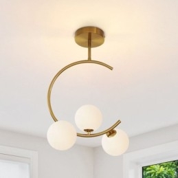 Moderne en eenvoudige plafondlamp met drie koppen van melkwit glas G9 5W