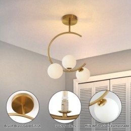Moderne en eenvoudige plafondlamp met drie koppen van melkwit glas G9 5W