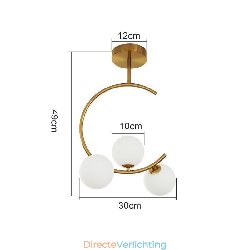 Moderne en eenvoudige plafondlamp met drie koppen van melkwit glas G9 5W