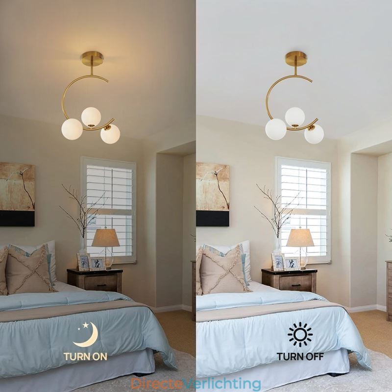 Moderne en eenvoudige plafondlamp met drie koppen van melkwit glas G9 5W