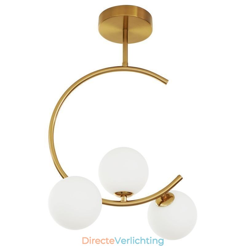 Moderne en eenvoudige plafondlamp met drie koppen van melkwit glas G9 5W