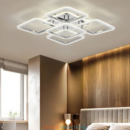 Inbouw chroom acryl vierkante plafondlamp 5 lampen Inbouw chroom acryl vierkante plafondlamp 5 lampen