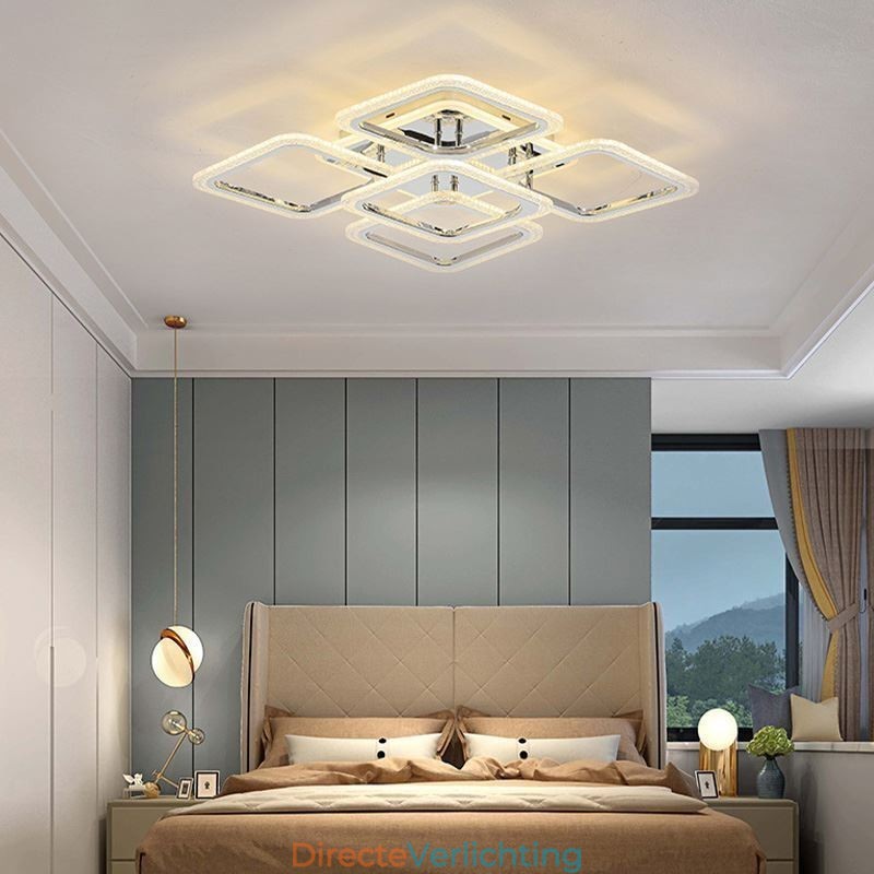 Inbouw chroom acryl vierkante plafondlamp 5 lampen