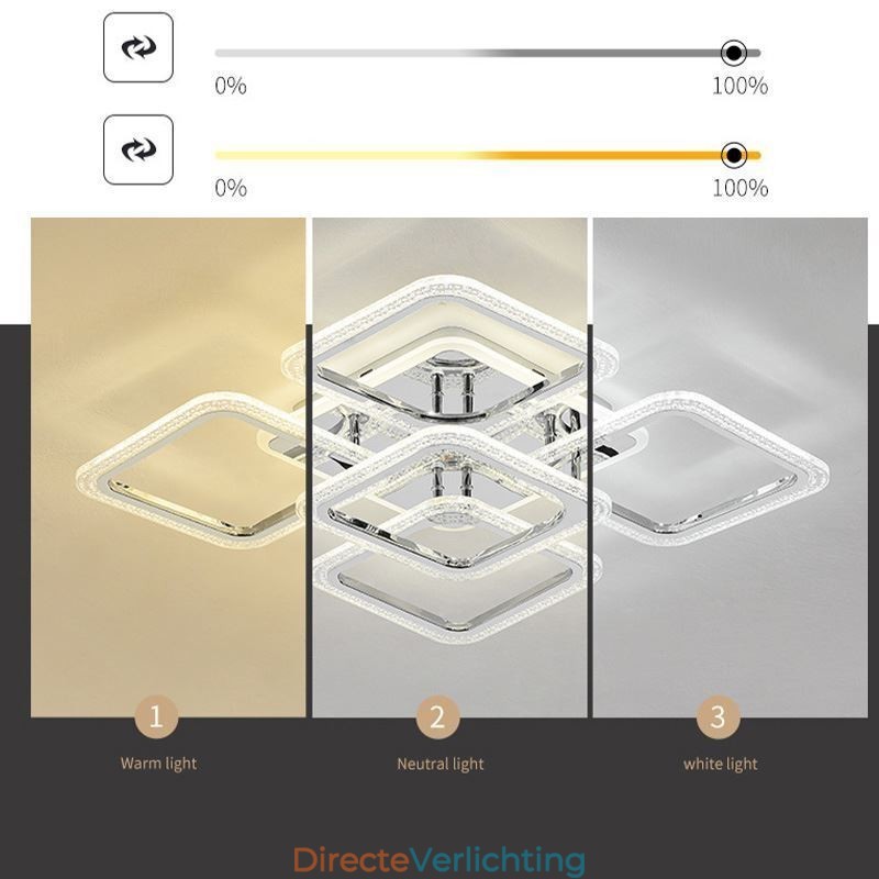 Inbouw chroom acryl vierkante plafondlamp 5 lampen