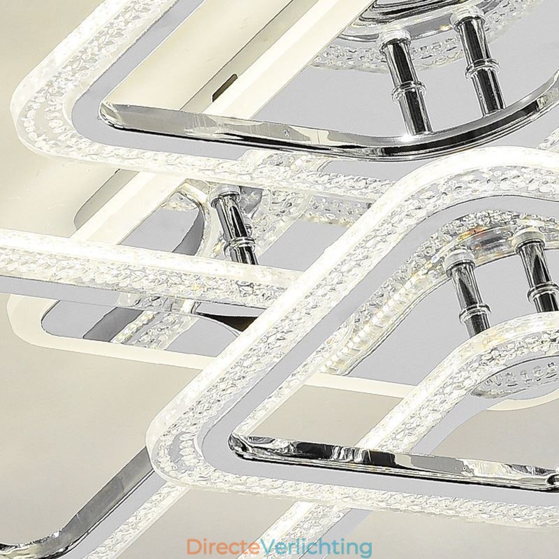 Inbouw chroom acryl vierkante plafondlamp 5 lampen