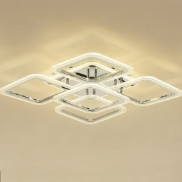 Inbouw chroom acryl vierkante plafondlamp 5 lampen