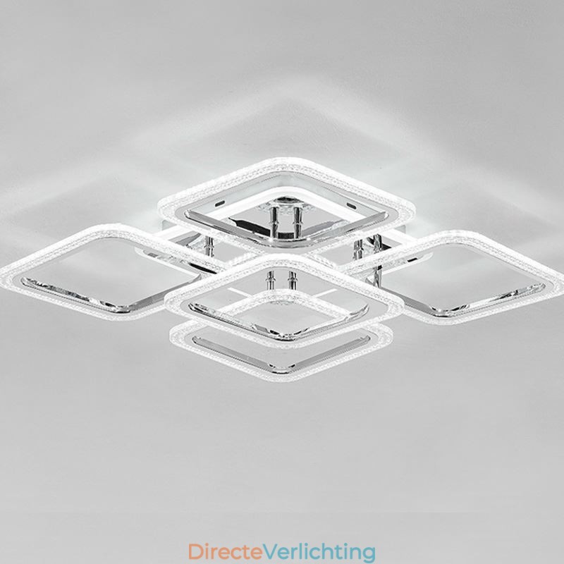 Inbouw chroom acryl vierkante plafondlamp 5 lampen