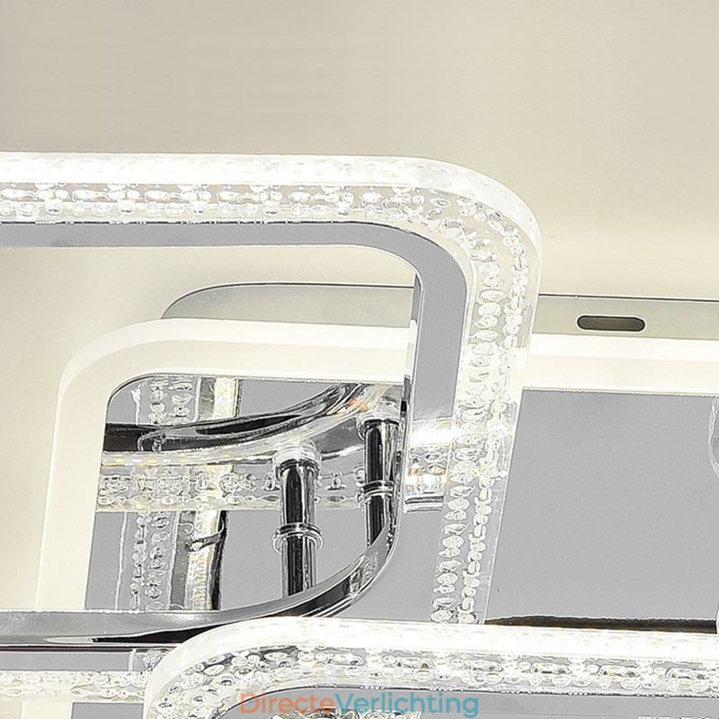 Inbouw chroom acryl vierkante plafondlamp 5 lampen