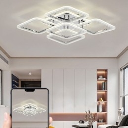 Inbouw chroom acryl vierkante plafondlamp 5 lampen