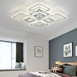 Inbouw plafondlamp van acryl, vierkant, chroom, 8 lampen