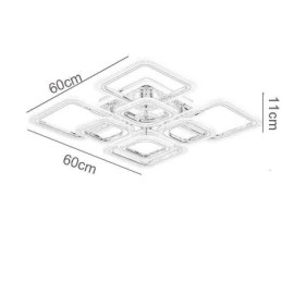 Inbouw plafondlamp van acryl, vierkant, chroom, 8 lampen