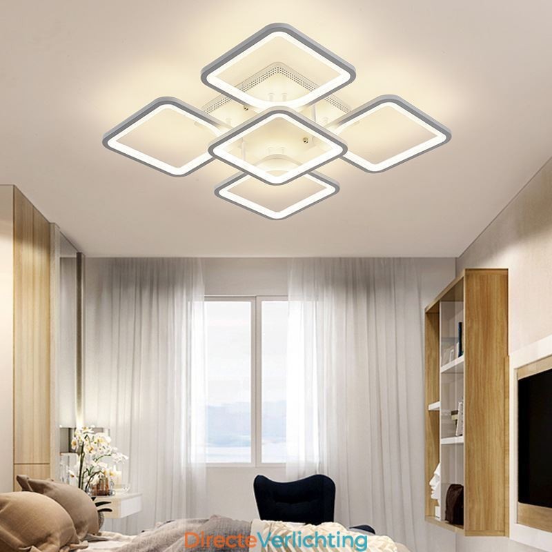 Inbouw witte vierkante plafondlamp van acryl met 5 lampen en 8 lampen