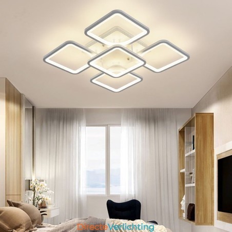 Inbouw witte vierkante plafondlamp van acryl met 5 lampen en 8 lampen Inbouw witte vierkante plafondlamp van acryl met 5 lampen en 8 lampen