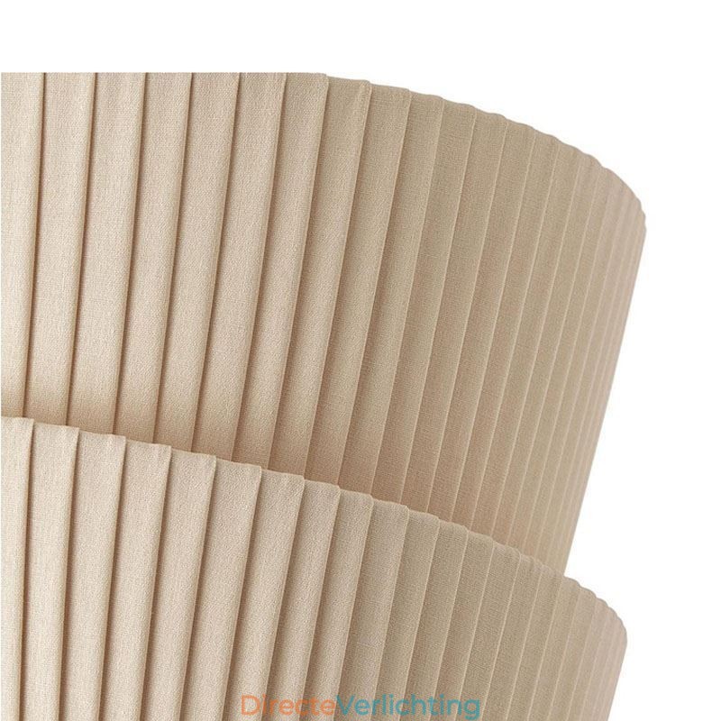 Wabi Sabi plafondlamp met dubbele laag stoffen kap in Franse crèmestijl