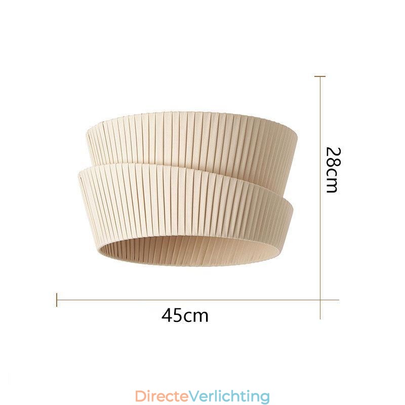 Wabi Sabi plafondlamp met dubbele laag stoffen kap in Franse crèmestijl