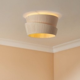 Wabi Sabi plafondlamp met dubbele laag stoffen kap in Franse crèmestijl