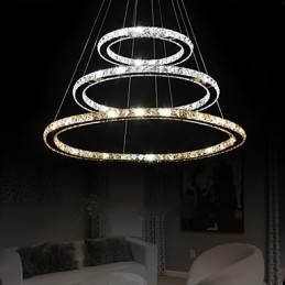 Hanglampen Amber en Helder K9 Kristallen Kroonluchter Verlichting met 3 Ringen