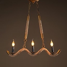 Kaars Hennep Kroonluchter Vintage Hanglamp Smeedijzeren Golven Hennep Touw Kroonluchter