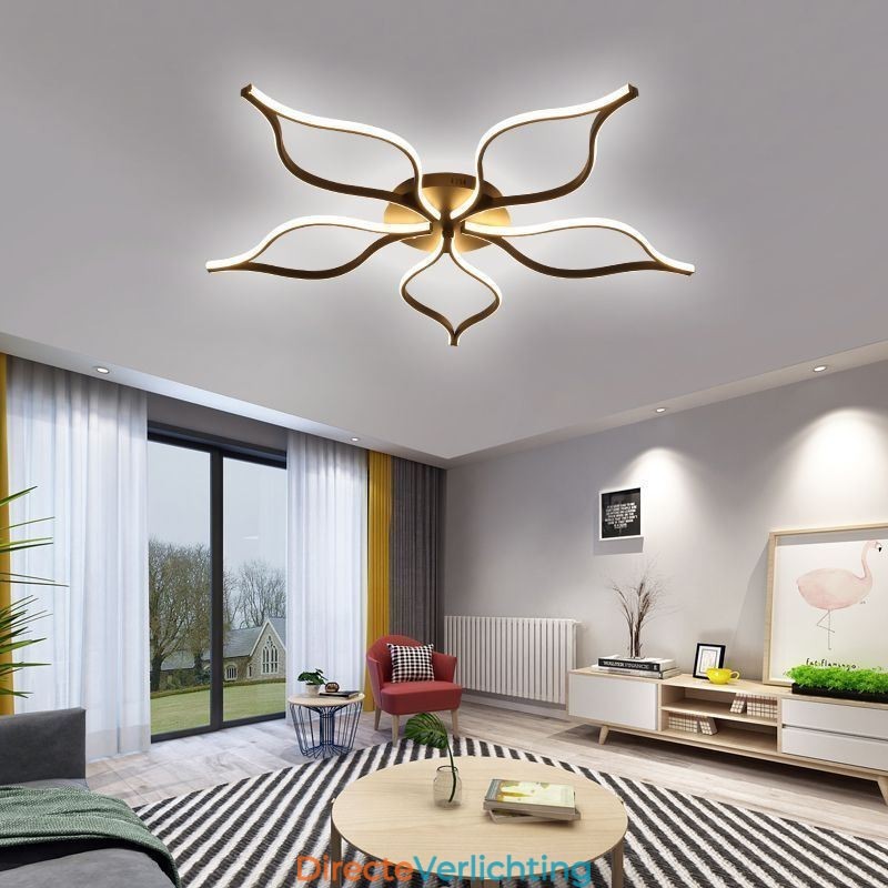 Minimalistische plafondlamp met vijfbladige bloemen