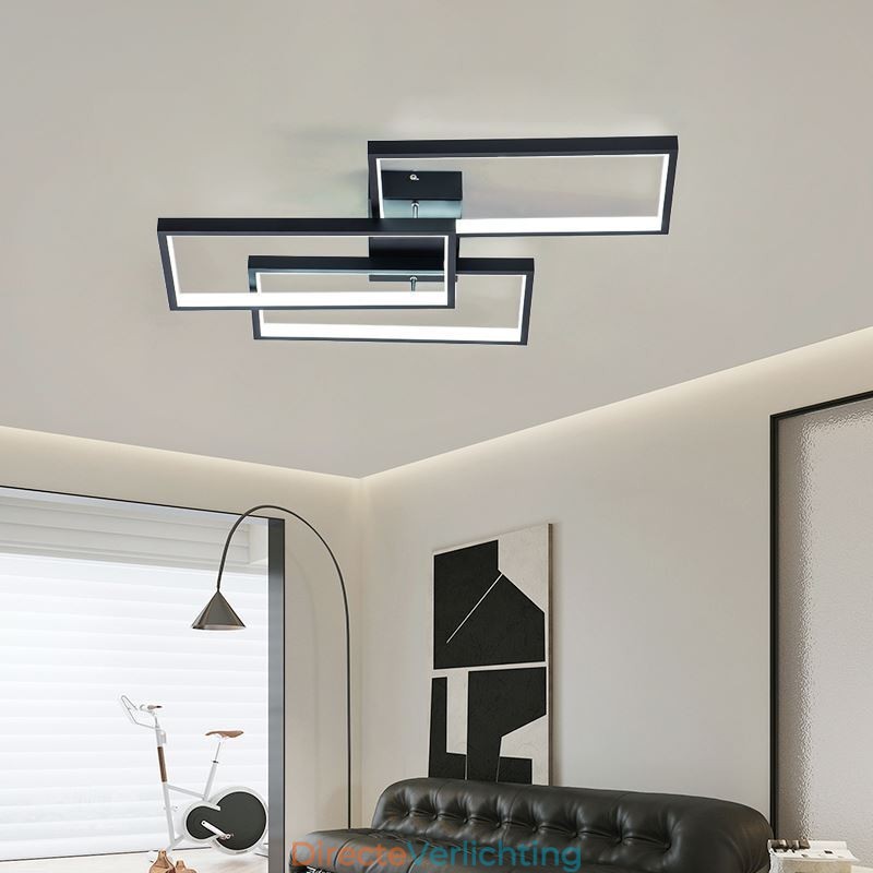 Inbouw plafondlamp van acryl, geometrisch rechthoekig