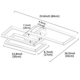 Inbouw plafondlamp van acryl, geometrisch rechthoekig