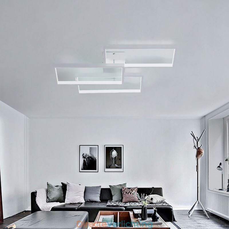 Inbouw plafondlamp van acryl, geometrisch rechthoekig