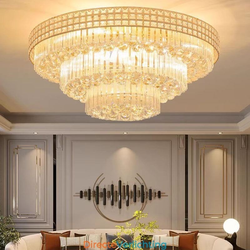 Kristallen plafondlamp met ronde kristallen en afstandsbediening, 80 cm