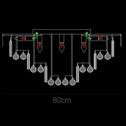 Kristallen plafondlamp met ronde kristallen en afstandsbediening, 80 cm