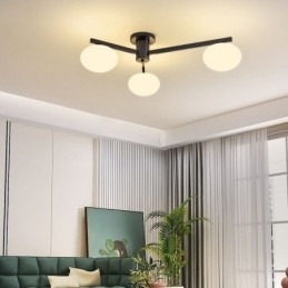 Nordic Glass Flush Mount Creatieve smeedijzeren plafondlamp