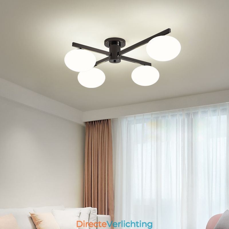 Nordic Glass Flush Mount Creatieve smeedijzeren plafondlamp