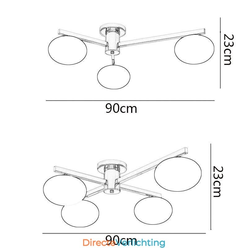 Nordic Glass Flush Mount Creatieve smeedijzeren plafondlamp