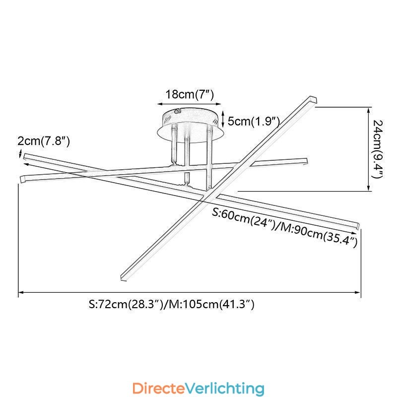 Moderne eenvoudige plafondlamp van aluminium met kunststrips