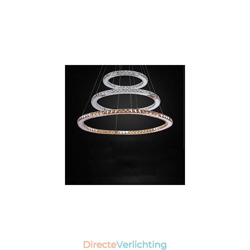 Hanglampen Amber en Helder K9 Kristallen Kroonluchter Verlichting met 3 Ringen