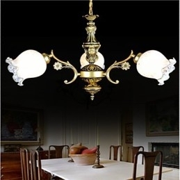 Bronzen kroonluchter drie lampen Europees retro klassiek