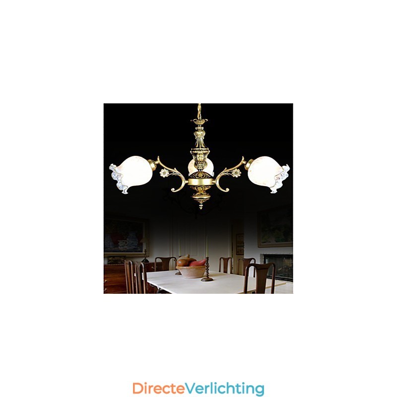 Bronzen kroonluchter drie lampen Europees retro klassiek