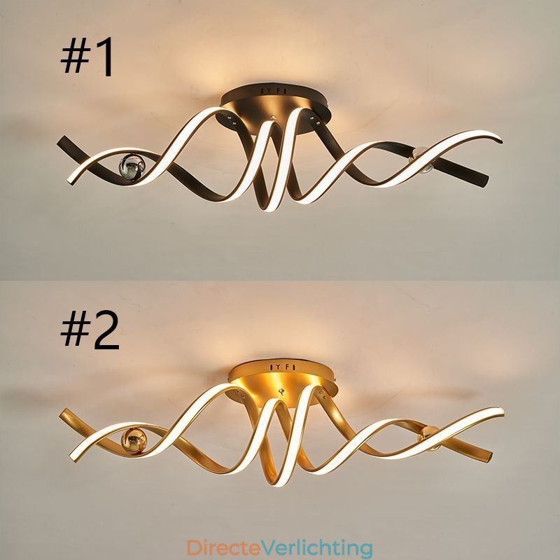 Moderne plafondlamp van aluminium met spiraalvormige plafondmontage