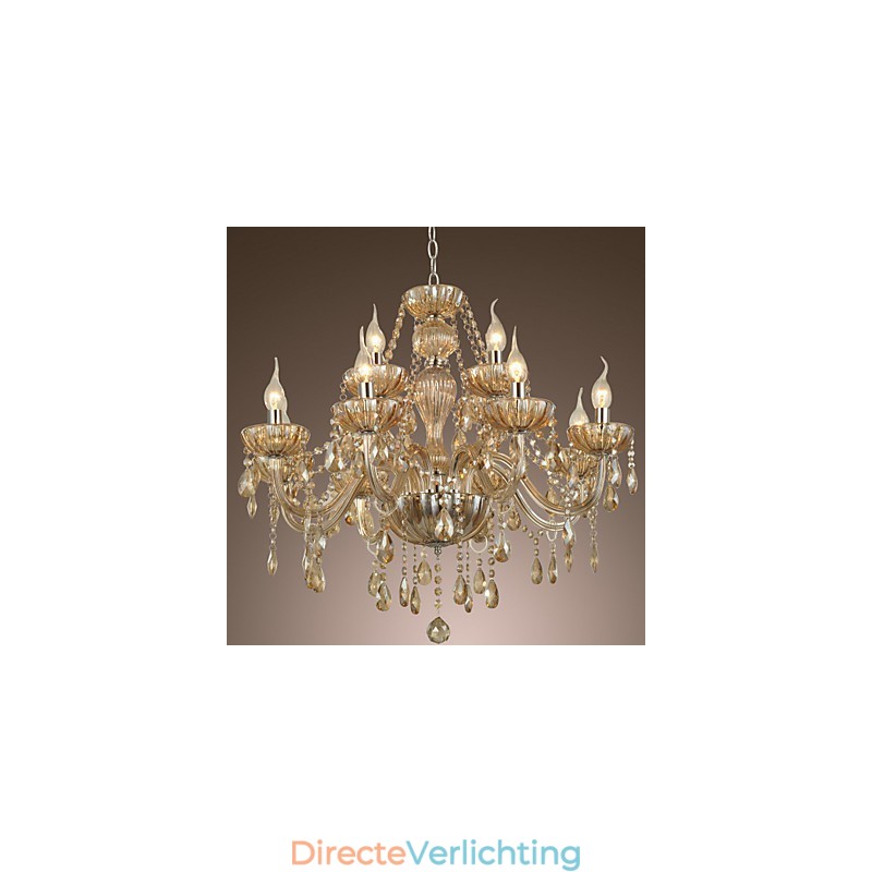 Kroonluchter Kristal Luxe Modern 2 Lagen Woonkamer 12 Lampen
