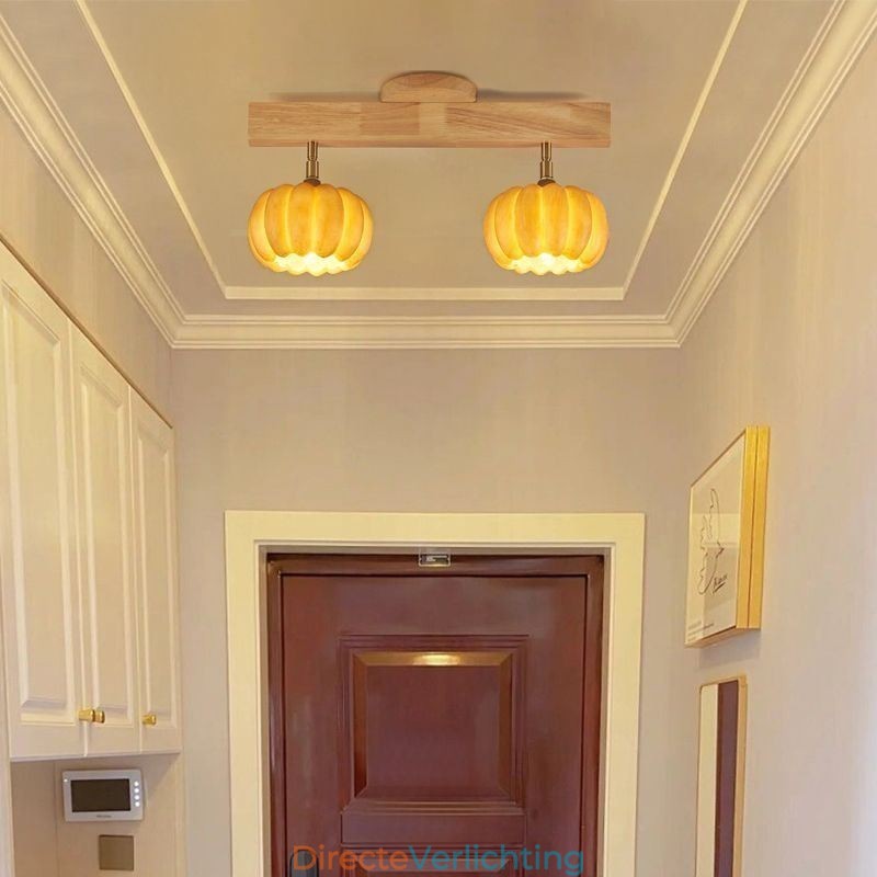 Dubbele kleine pompoen plafondlamp in Japanse retro-stijl