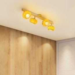 Dubbele kleine pompoen plafondlamp in Japanse retro-stijl