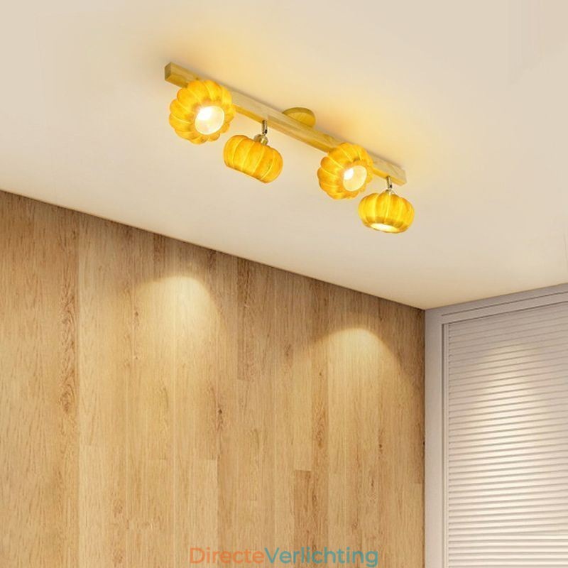 Dubbele kleine pompoen plafondlamp in Japanse retro-stijl